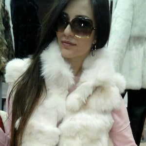 Gilet en fourrure de renard blanc crème ! Tout neuf, véritable fourrure véritable naturelle