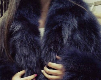 New!Natural Real Deep PURPLE Fur Fox jacket! Order your Color!