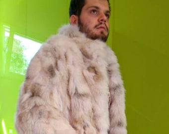 MEN'S FOX FUR Jacket!Brand New Real Natural Genuine Fur!Order Any color!