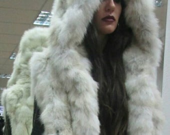 Hooded Fox Fur Vest!Brand New Real Natural Genuine Fur