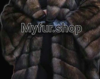 SABLE FULLPELTS OVERSIZE Full Length Coat!Brand New Real Natural Genuine Fur