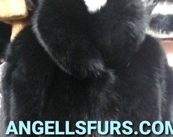 MEN'S BLACK FOX Fur Jacket!Brand New Real Natural Genuine Fur!
