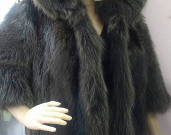 New!Natural Real Fullskin RACCOON Hooded short Fur jacket!