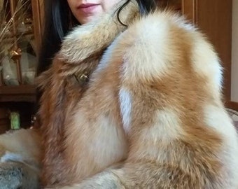 RED FOX Fullpelts FUR Coat!Brand New Real Natural Genuine Fur!