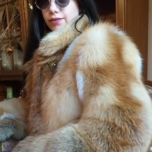 RED FOX Fullpelts FUR Coat!Brand New Real Natural Genuine Fur!