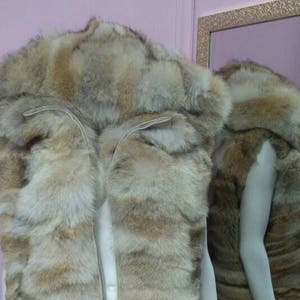 MEN&#39;S!New HOODED Real Natural Coyote Fur Vest