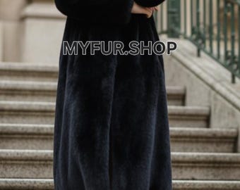 BLACKGLAMA MINK FULLPELTS Fur Coat!Brand New Real Natural Genuine Fur!