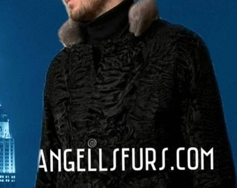 MEN'S ASTRAKHAN FULLPELT Coat!Brand New Real Natural Genuine Fur!