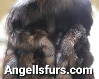 MEN'S HOODED CRYSTAL Fox Fur Coat!Brand New Real Natural Genuine Fur!