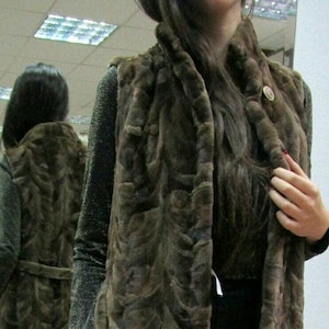 MINK FUR VEST with belt!Brand New Real Natural Genuine Fur