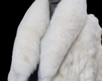 Men's WHITE FULL Length FOX Coat!Brand New Real Natural Genuine Fur
