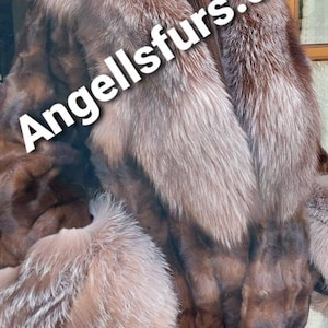 MINK Fur with CRYSTAL FOX collar!Brand New Real Natural Genuine Fur!