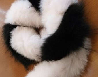 Double Beauty!New,Natural Real BLACK and WHITE Fox  scarf!