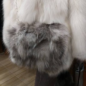 SILVER FOX CROSSBODY Bag!Brand New Real Natural Genuine Fur!