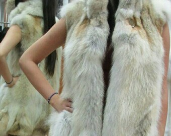 COYOTE FUR VEST!Brand New Real Natural Genuine Fur!