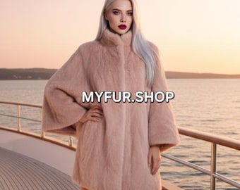 MINK PINK NUDE Fur Cape!One Size!Fullpelts Brand New Real Natural Genuine Fur!