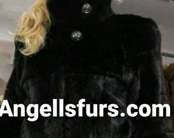 BLACK MINK FULLPELTS Fur Coat!Brand New Real Natural Genuine Fur!