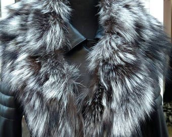 SILVER FOX COLLAR!Brand New Real Natural Genuine Fur!