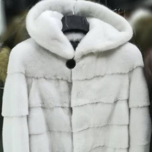 MEN&#39;S HOODED MINK Fullpelts Jacket!Brand New Real Natural Genuine Fur!
