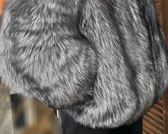Men's SILVER FOX BOMBER Hooded Fullpelts Fur!Brand New Real Natural Genuine Fur!Order Any color!