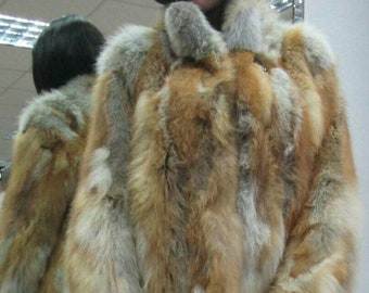 RED FOX COAT!Brand New Real Natural Genuine Fur!