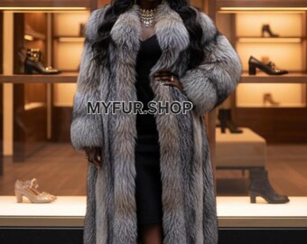 CRYSTAL FOX Fullpelts Fur Coat!Brand New Real Natural Genuine Fur,Order Any color!