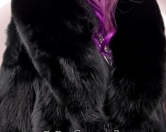 BLACK FOX FUR Coat!Brand New Real Natural Genuine Fur!