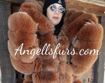 FOX FULLPELTS COAT!Brand New Real Natural Genuine Fur!