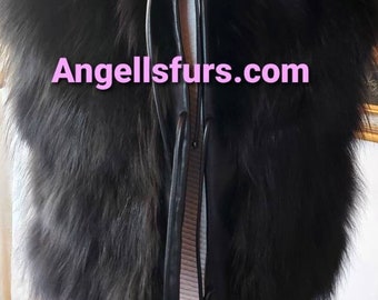 BLACK FOX VEST!Brand New Real Natural Genuine Fur!