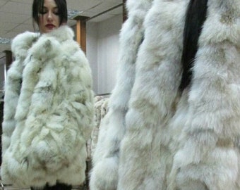 GOLDEN FOX Fur Jacket!Brand New Real Natural Genuine Fur!