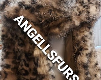 MEN'S HOODED ANIMAL Print Fox Fur Coat!Brand New Real Natural Genuine Fur!