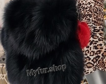 BLACK FOX Crossbody Bag!Order Any color!Brand New Real Natural Genuine Fur!