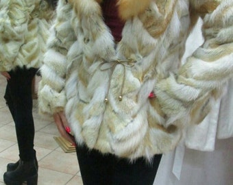GOLDEN FOX Fur jacket!Brand New Real Natural Genuine Fur!