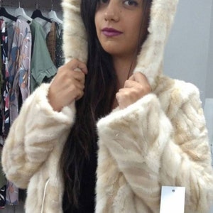 HOODED MINK Fur jacket! Order Any color!Brand New Real Natural Genuine Fur!