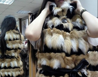 RED FOX FUR Vest!Brand New Real Natural Genuine Fur!