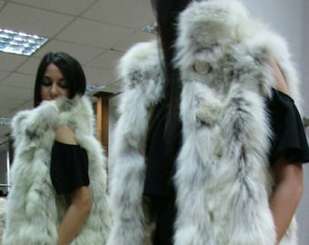 FOX FUR VEST!Brand New Real Natural Genuine Fur!