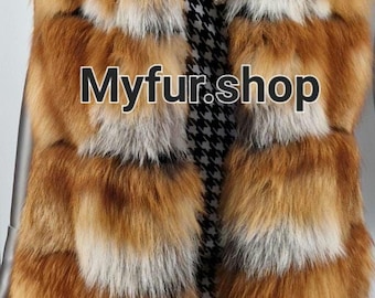 LONG RED FOX Fullpelts Vest!Brand New Real Natural Genuine Fur