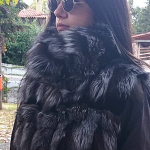 New, Real Natural Long Silver Fox Fur Vest!