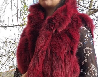 LONG FOX VEST!Order Any color!Brand New Real Natural Genuine Fur!