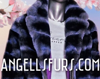 MEN'S REX FUR Coat!Order Any color!Brand New Real Natural Genuine Fur!