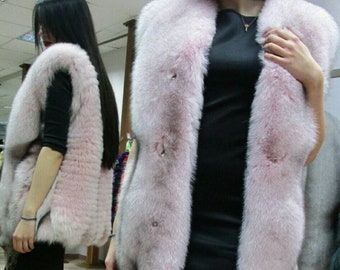 PINK FOX Fullpelts Vest!Brand New Real Natural Genuine Fur!