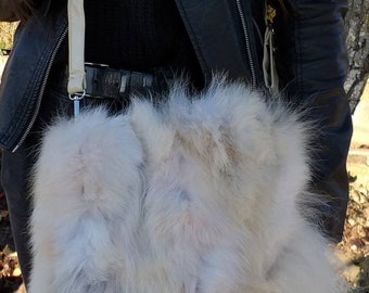 Natural shades FOX Fur Bag!Brand New Real Natural Genuine Fur