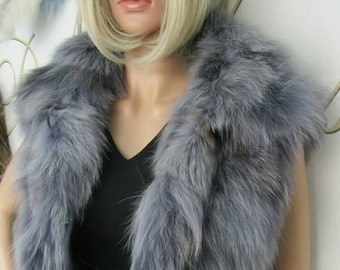 New!Natural Real Fox Fur vest in Navy color!