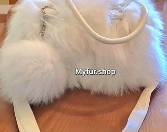 WHITE FOX FUR Bowling Bag!Order Any color!Brand New Real Natural Genuine Fur!