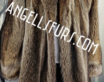 MEN'S RACCOON Long Fur Coat!Brand New Real Natural Genuine Fur!