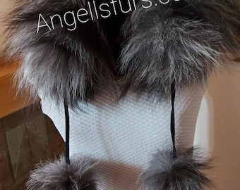 SILVER FOX SCARF!Fluffy Amazing Brand New Real Natural Fox fur!Unisex!