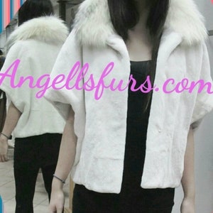 White Rabbit One Size Fur Top-Bolero-Vest!Brand New Real Natural Genuine