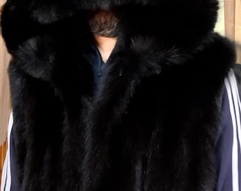 MEN'S RACCOON Vest!Brand New Real Natural Genuine Fur!
