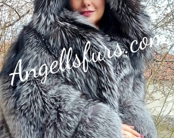 SILVER FOX FULLPELTS Jacket!Brand New Real Natural Genuine Fur!