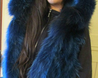 ROYAL BLUE RACCOON Vest!Brand New Real Natural Genuine Fur!
